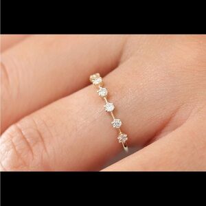 14K gold and diamond ultra thin ring / band
